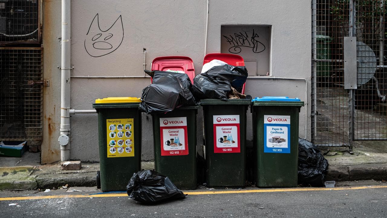 Uncollected garbage in Sydney