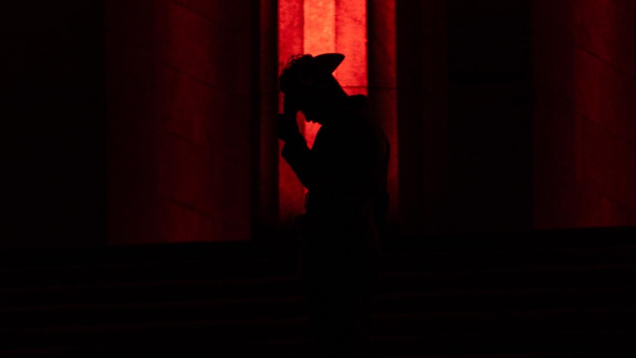 An ADF member at the Shrine of Remembrance in Melbourne