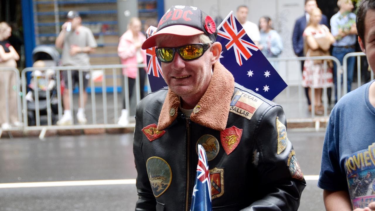 Family member Gary Marshall during an Anzac Day parade in Brisbane