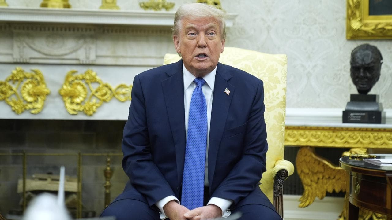 US President Donald Trump speaks in the Oval Office