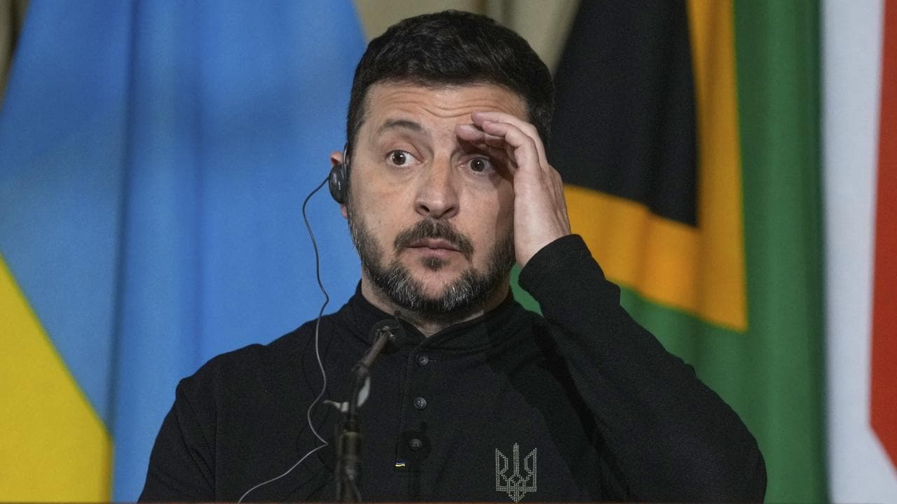 Ukrainian President Volodymyr Zelenskiy speaks in South Africa