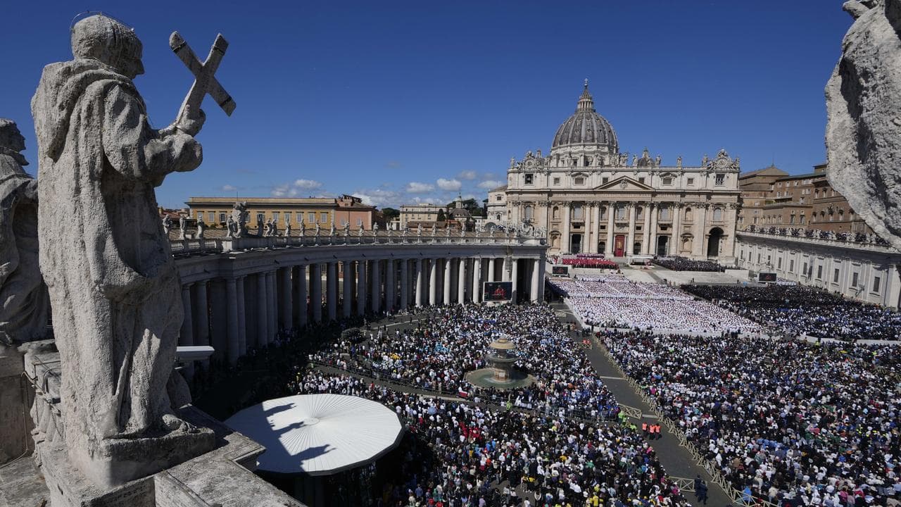 A view of the funeral of Pope Francis in St Peter's Square