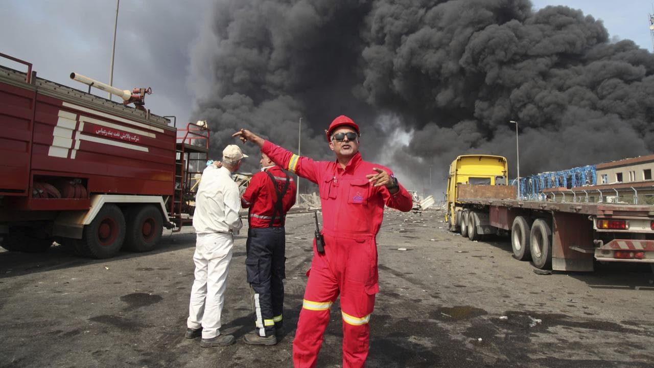Firefighters at Bandar Abbas