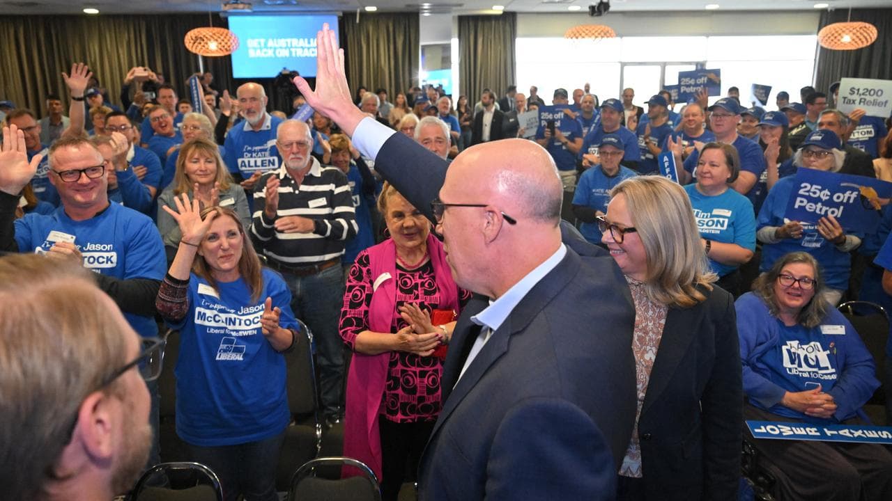 Opposition leader Peter Dutton at a campaign rally near Melbourne