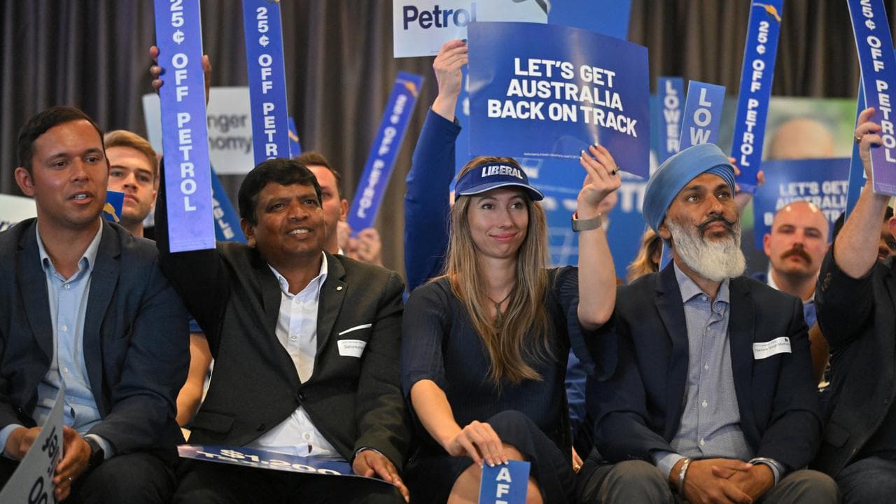 Supporters at the coalition's campaign rally outside Melbourne