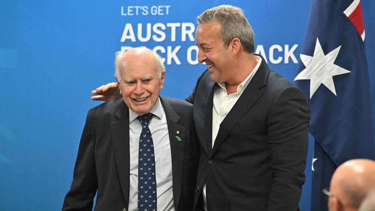 Former prime minister John Howard with Liberal candidate James Brown