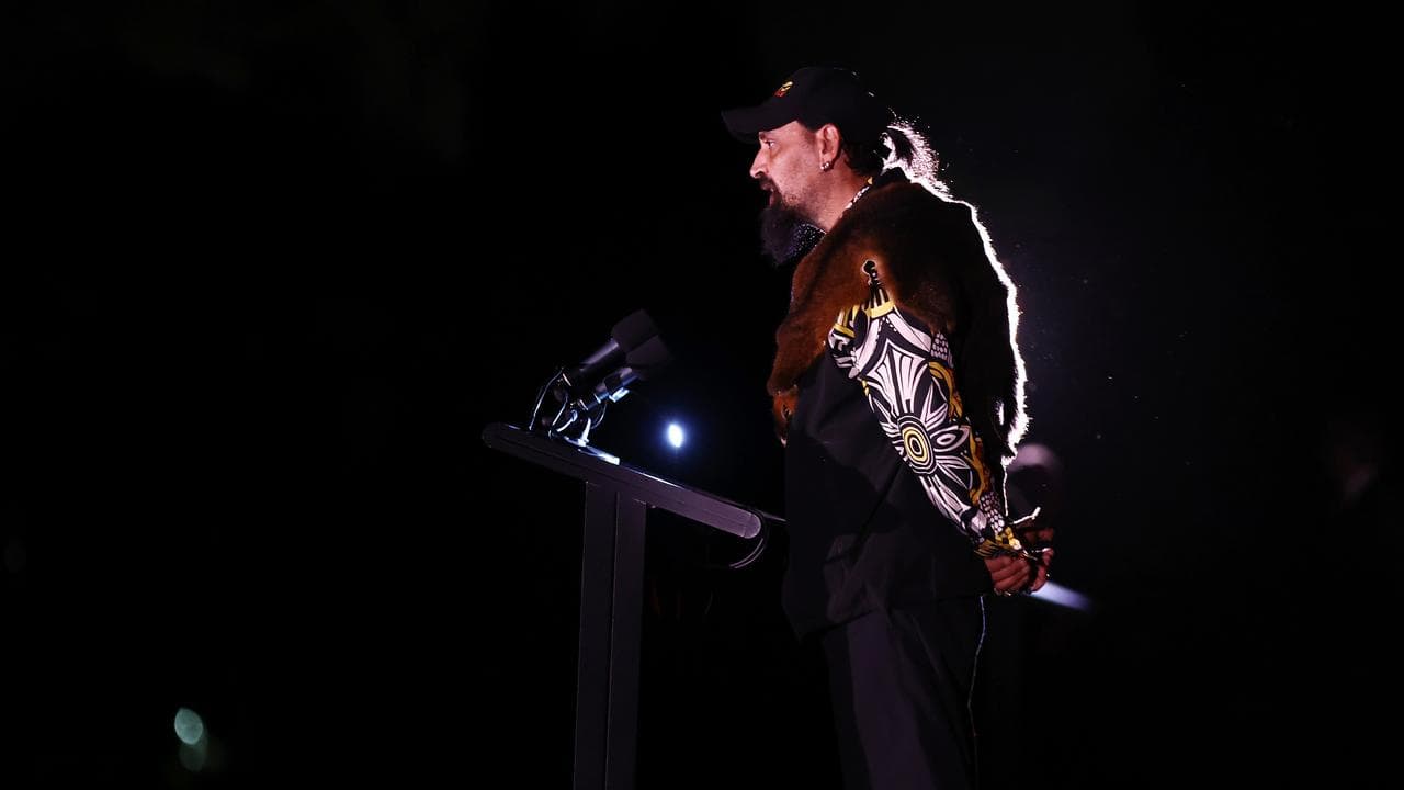 Bunurong-Gunditjmara man Uncle Mark Brown delivers Welcome to Country