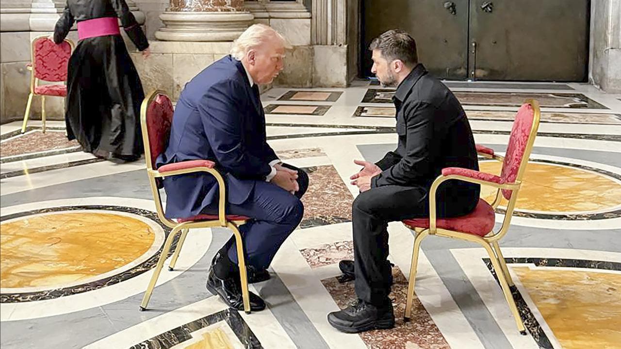 Donald Trump meets with Volodymyr President Zelensky at the Vatican