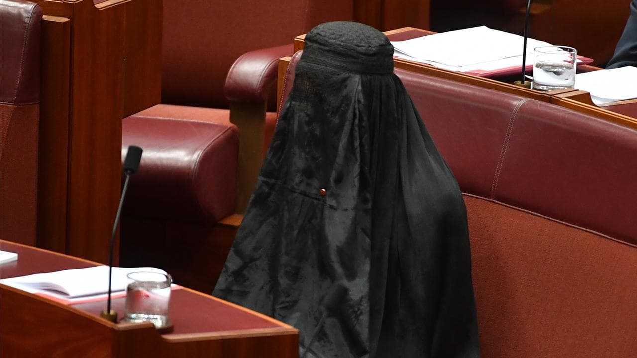 Pauline Hanson in a burqa
