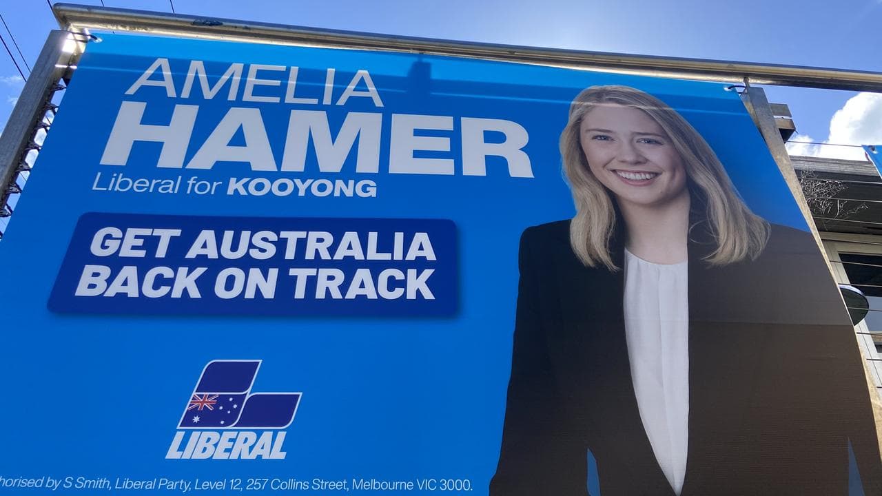 Sign promoting Liberal candidate Amelia Hamer