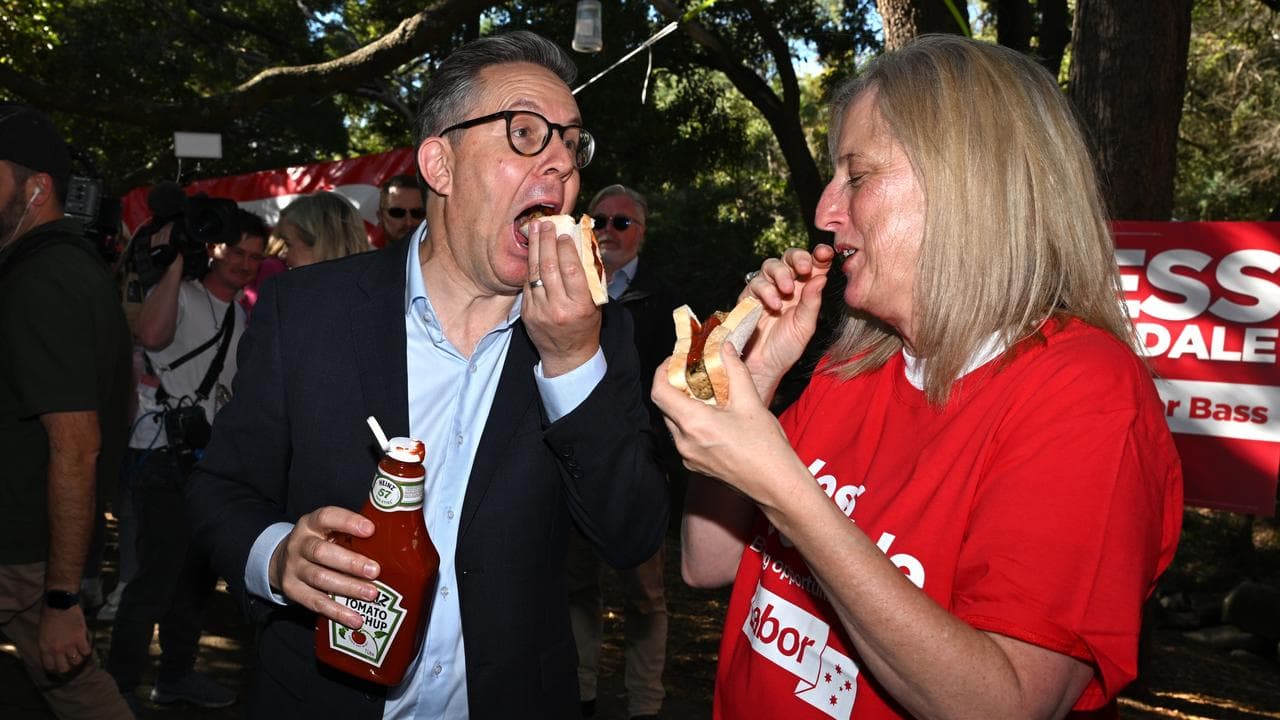 Labor ministers Mark Butler and Katy Gallagher chow down on sausages