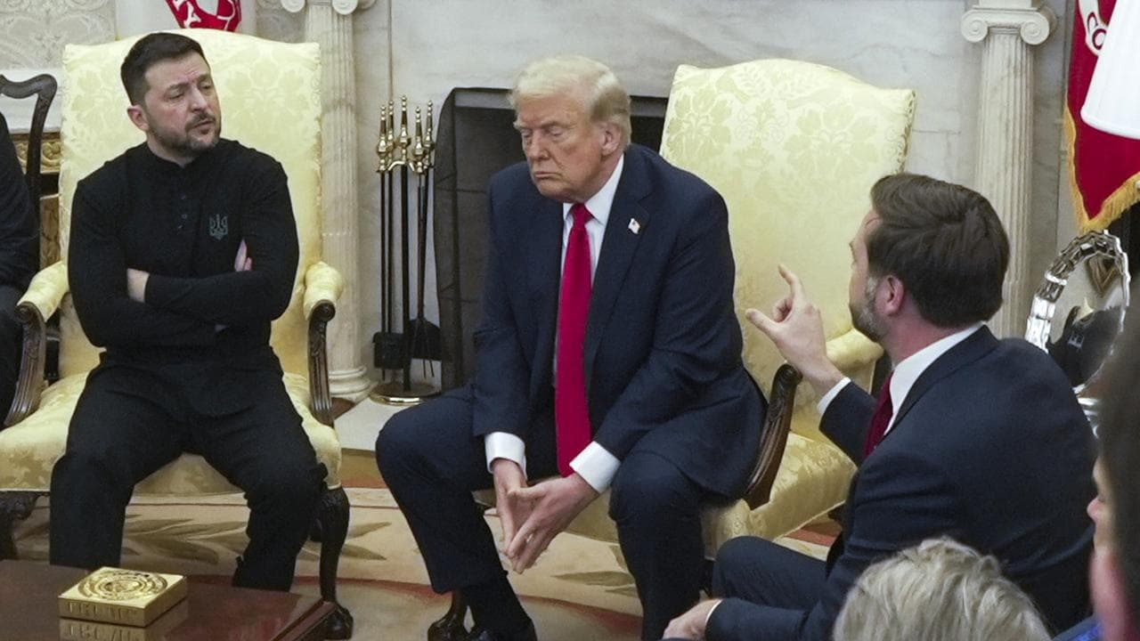Volodymyr Zelenskiy, Donald Trump and JD Vance in the Oval Office