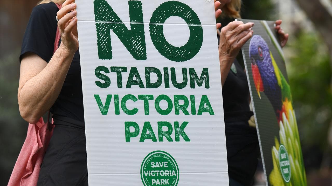 Protestors opposing a stadium at Victoria Park (file image)