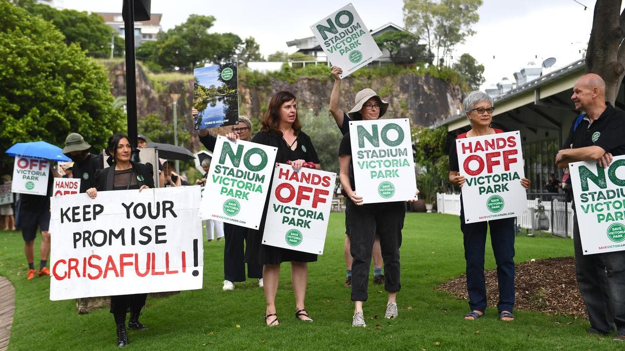 Protesters opposing a stadium at Victoria Park (file image)
