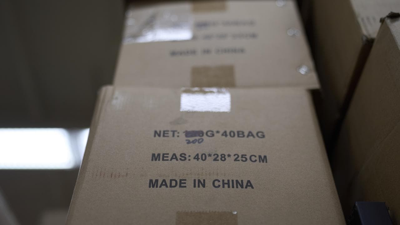 Boxes labelled "Made in China"