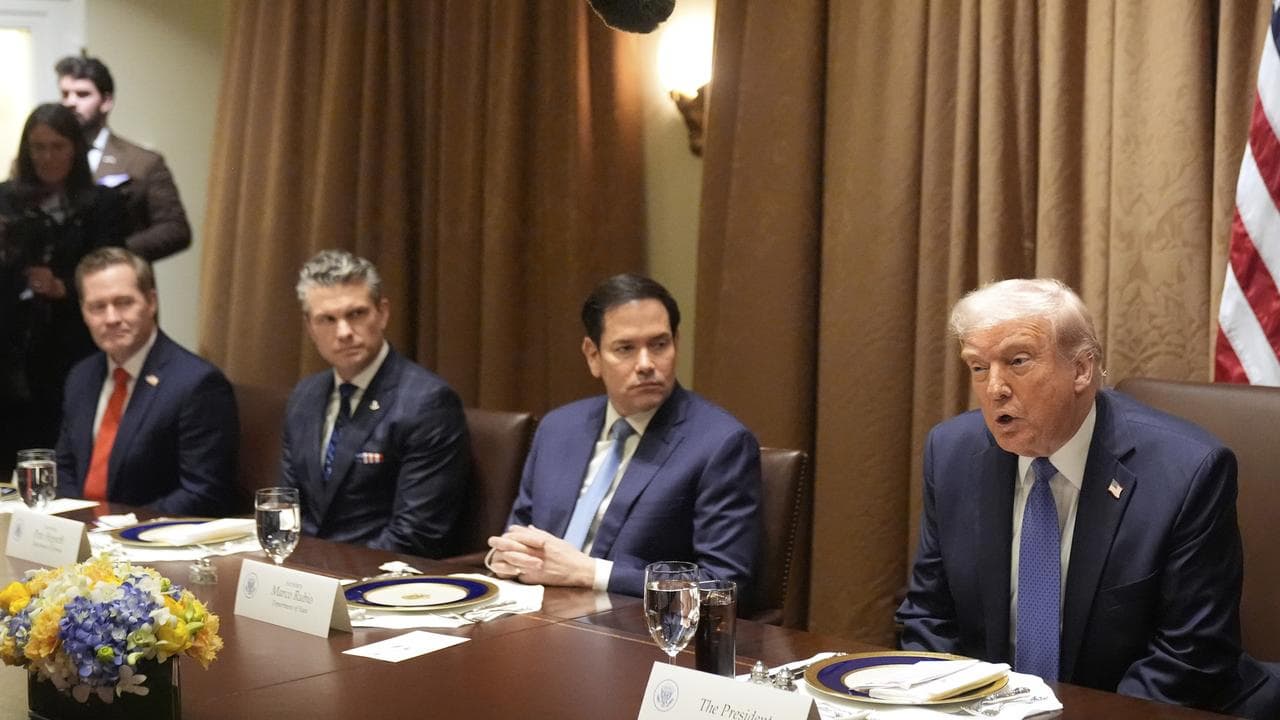 President Donald Trump speaks during a bilateral meeting
