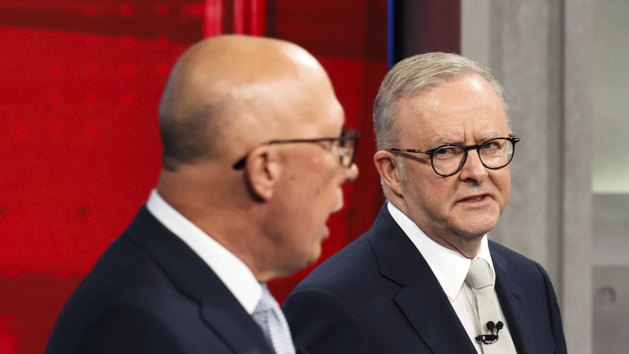 Peter Dutton and Anthony Albanese in an election leaders debate.