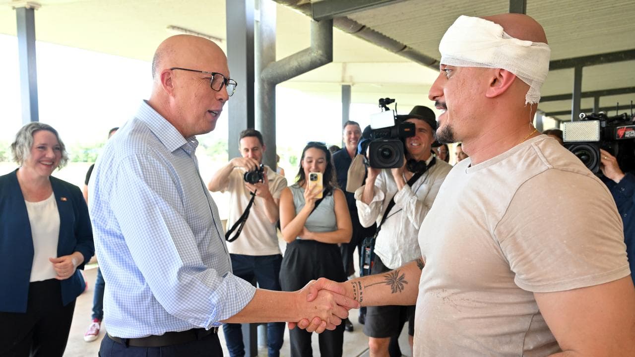 Peter Dutton with Channel 10 cameraman Ghaith Nadir