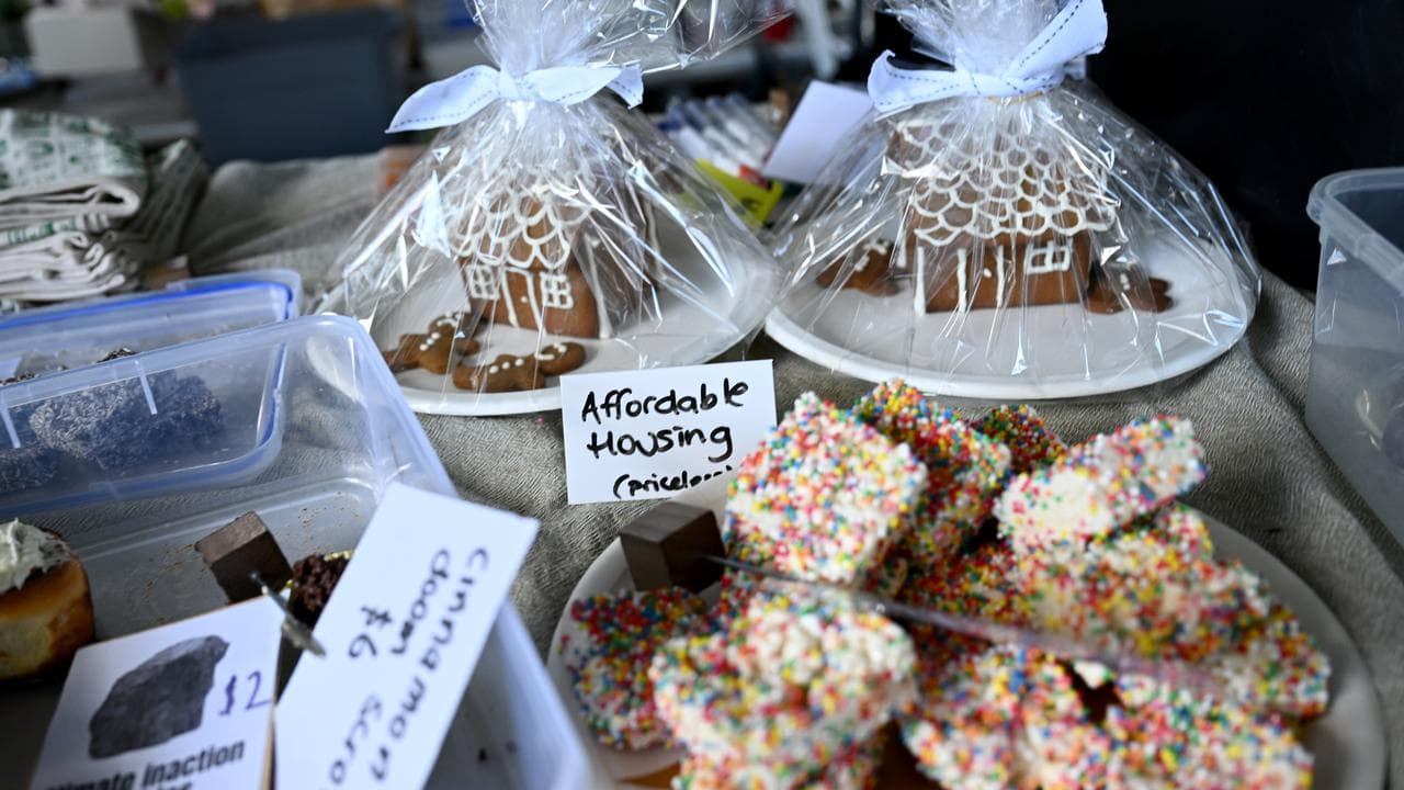 Cakes are seen for sale at a stall