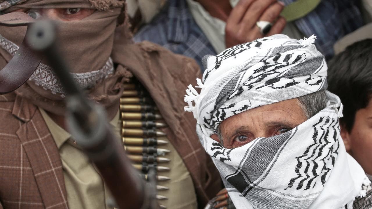 A file photo of Houthi supporters