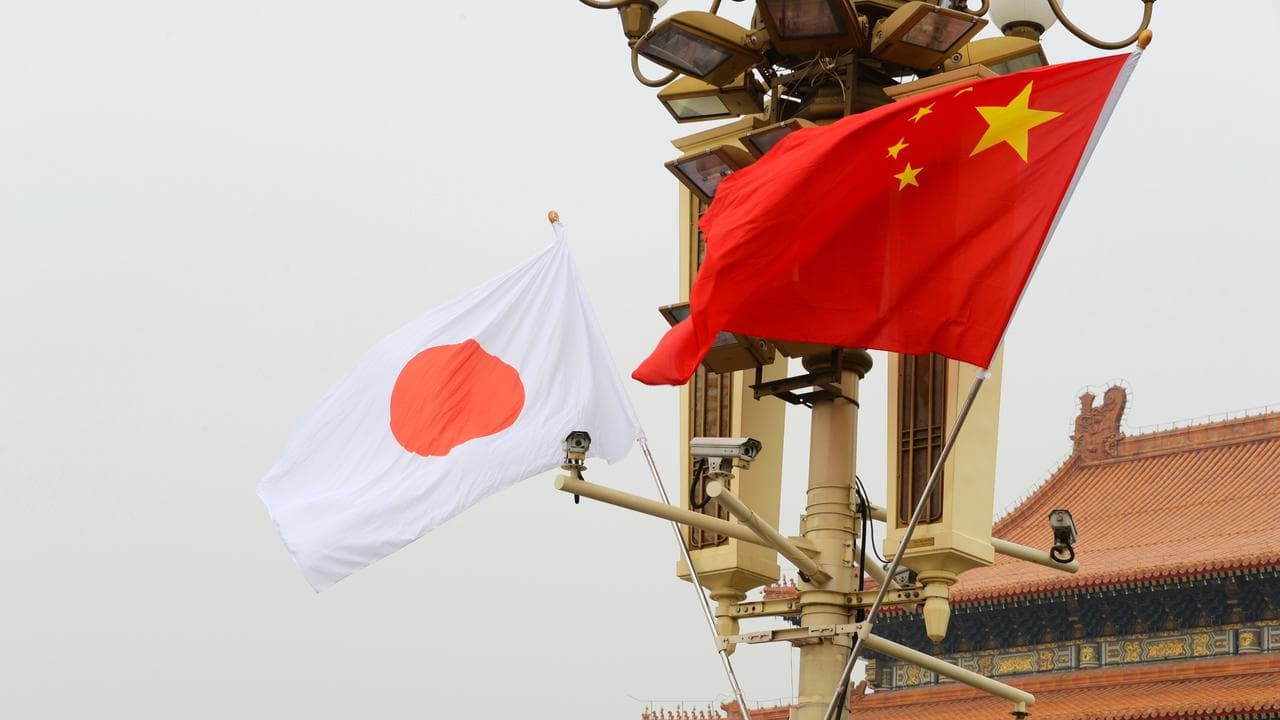 Japanese and Chinese flags