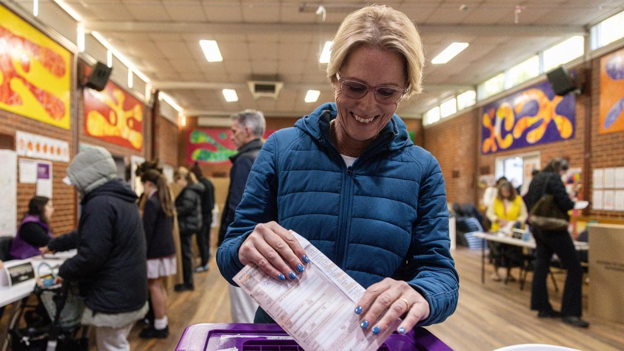 Independent candidate Zoe Daniel casts her vote on election day.
