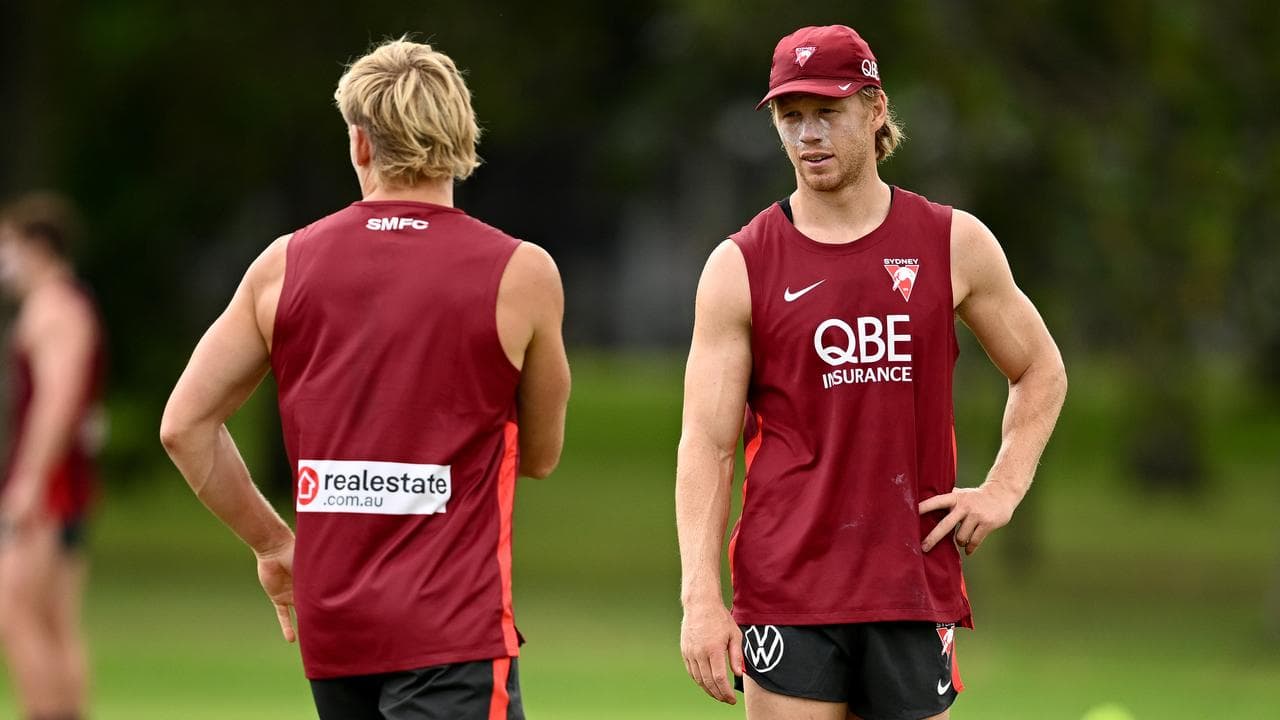(L-R) Isaac Heeney and Callum Mills.