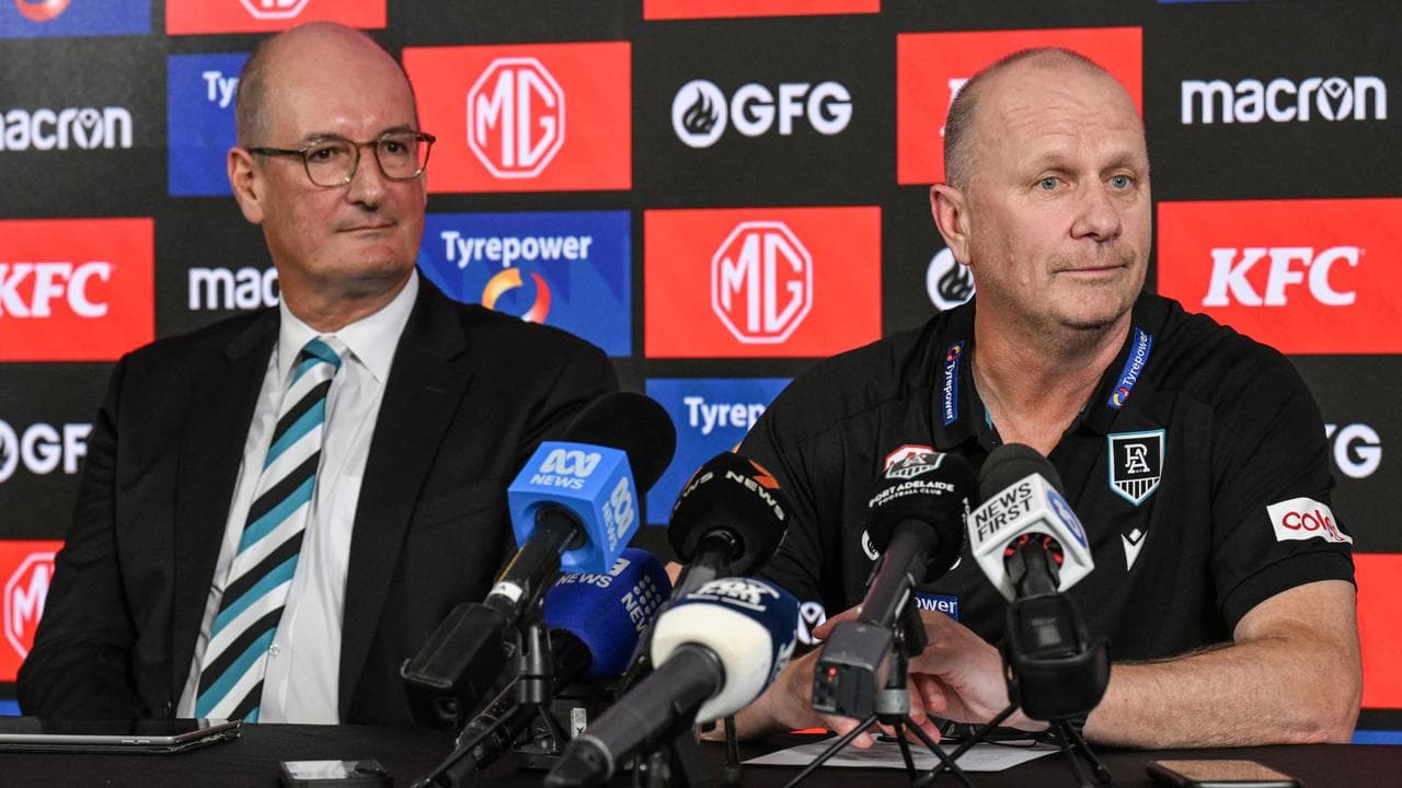 Port Adelaide president David Koch (left)