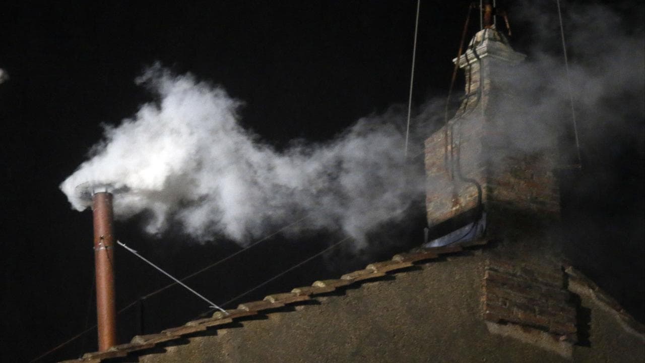 White smoke on the roof of the Sistine Chapel in 2013