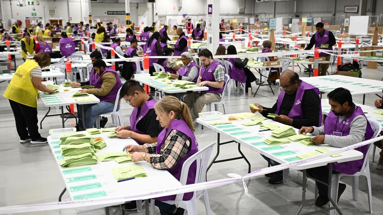 Australian Electoral Commission staff count balllots.