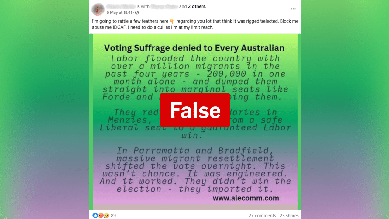 False Facebook post claiming Labor changed Menzies electorate