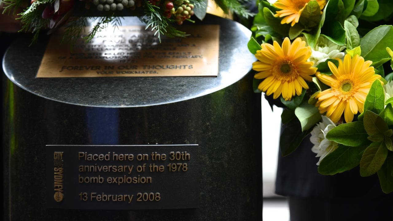 A plaque to commemorate the Hilton Hotel bombing