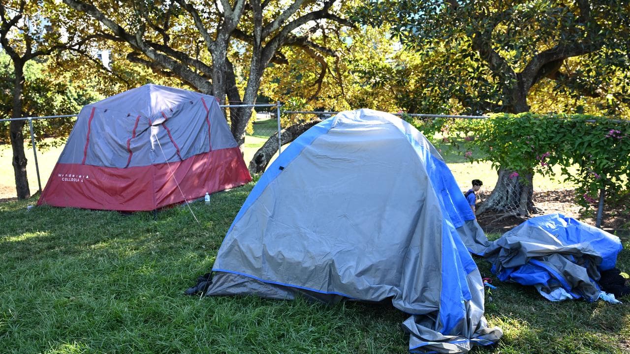 Homeless encampment in Muswell Park in Brisbane