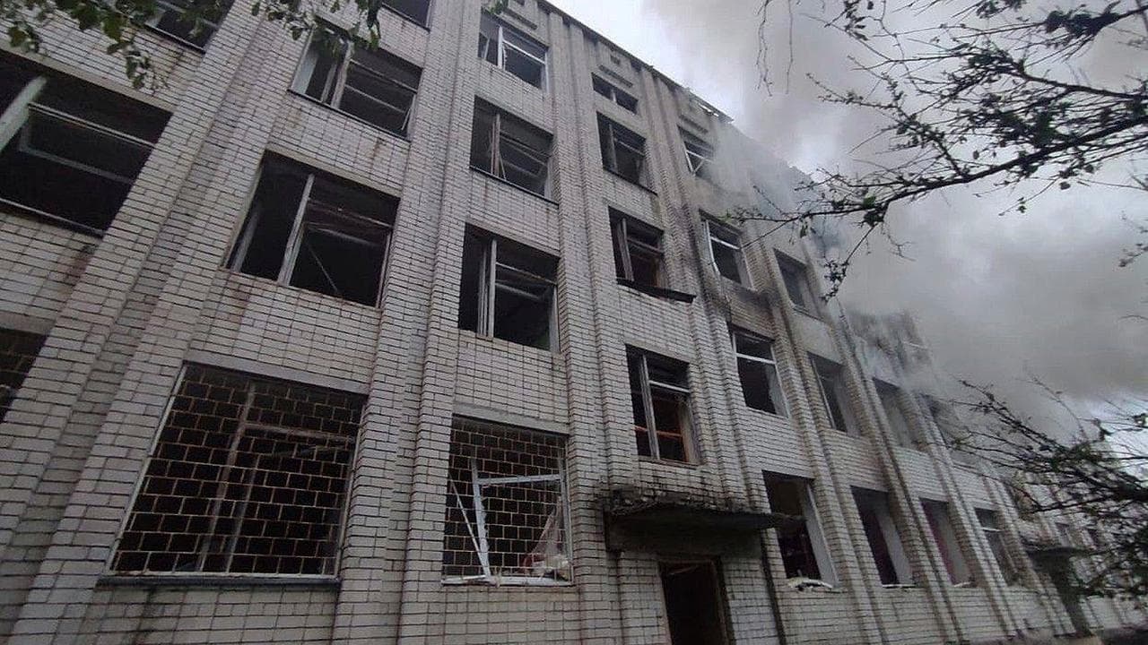 Smoke after a Russian strike in Uman, Ukraine