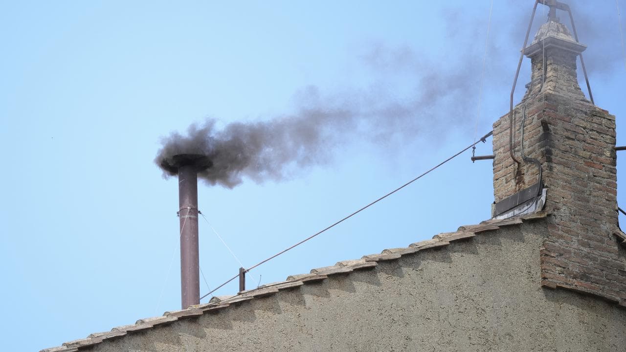 Smoke from the chimney of the Sistine Chapel during the conclave