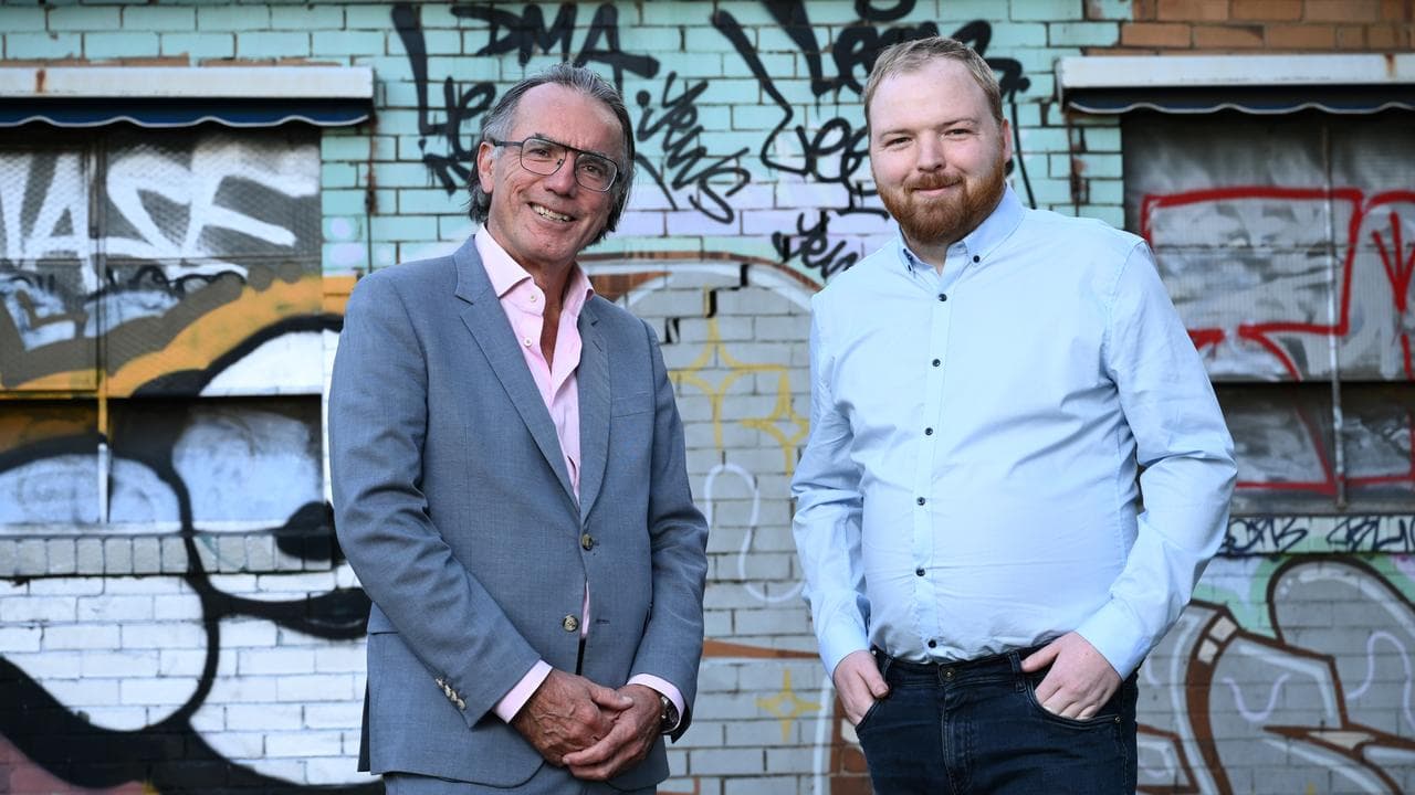 Home Stretch national chair Paul McDonald and ambassador Dylan Langley