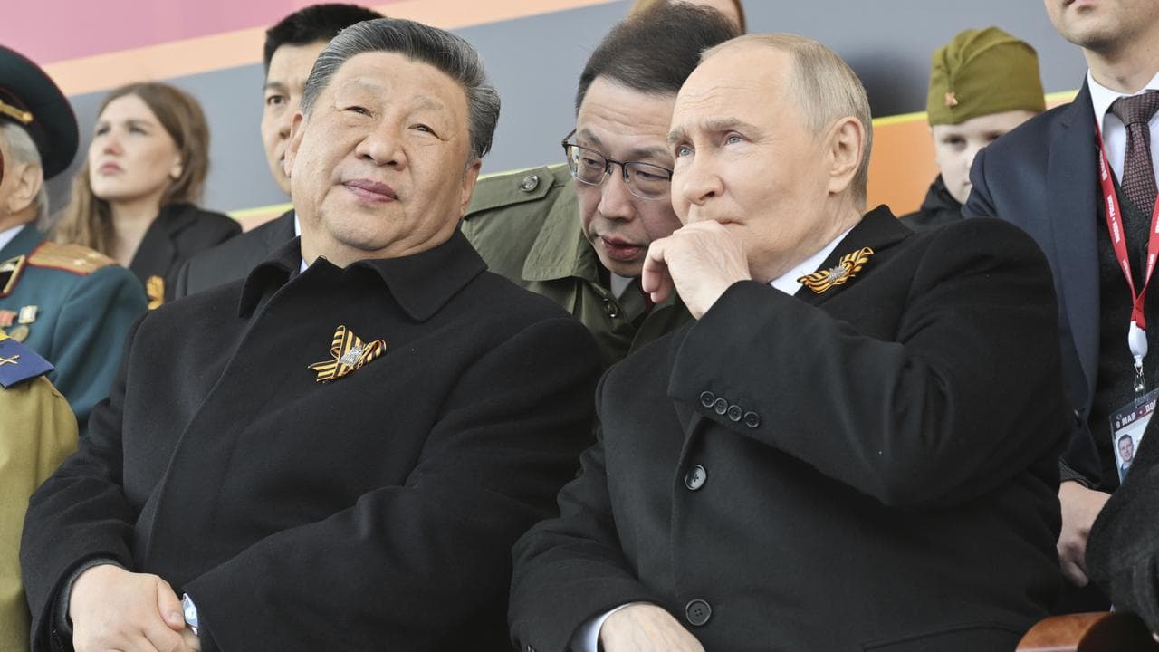 Xi Jinping and Vladimir Putin in Red Square for the Victory Day parade