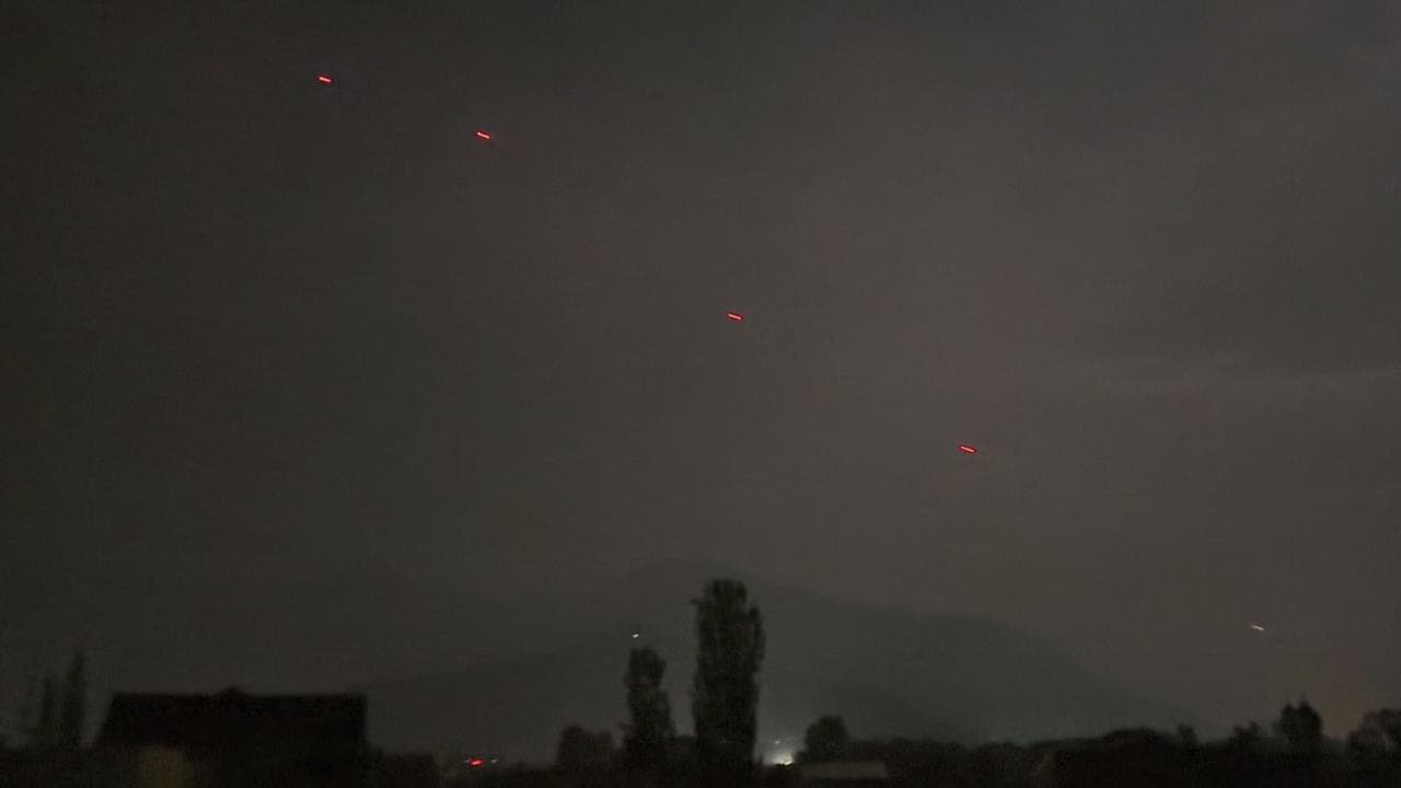 Red projectiles are seen over Srinagar