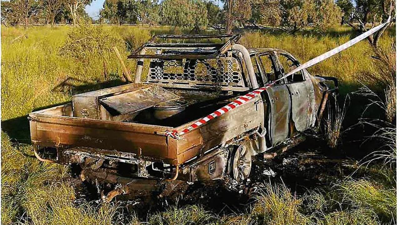 Joel Carter's burnt-out ute 
