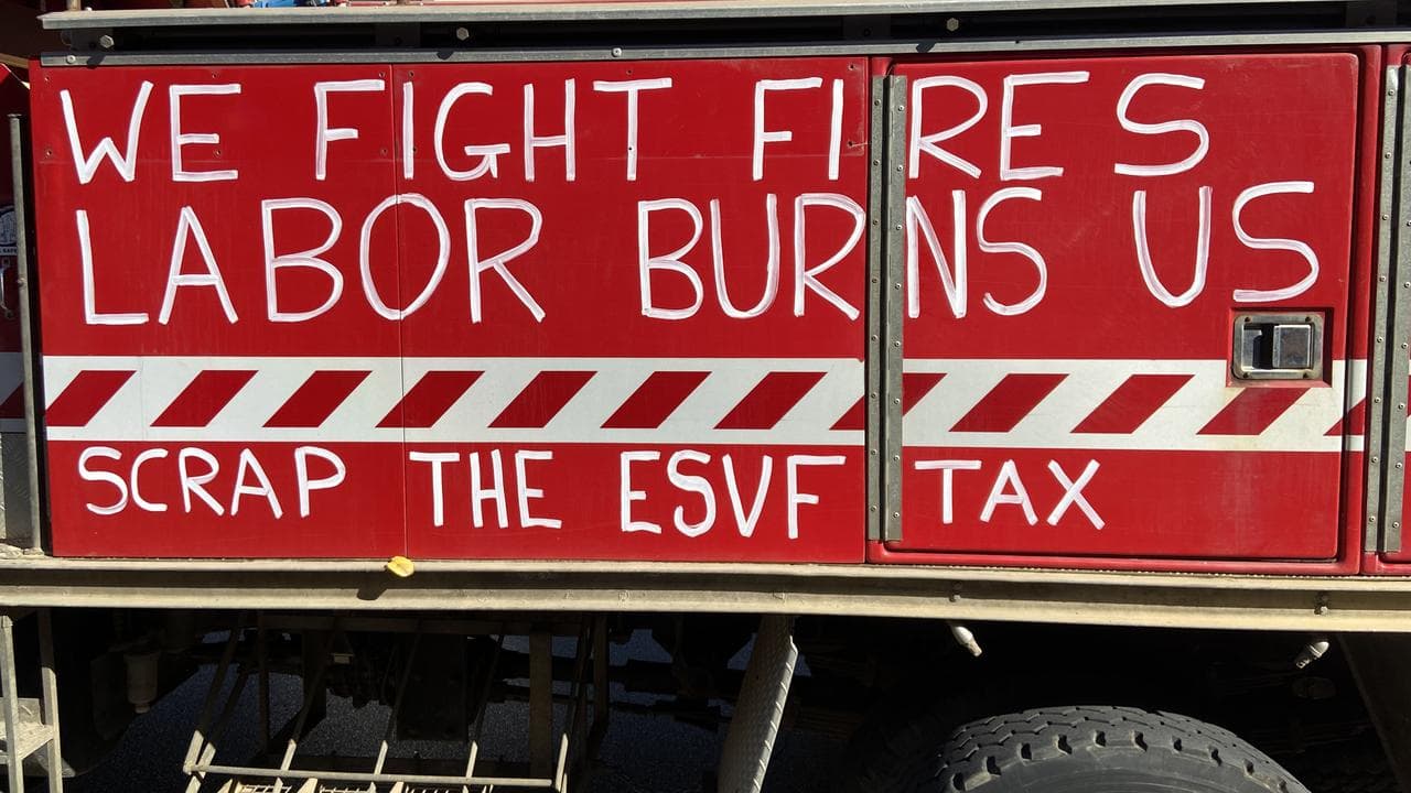 A fire truct at the protest rally (file image)