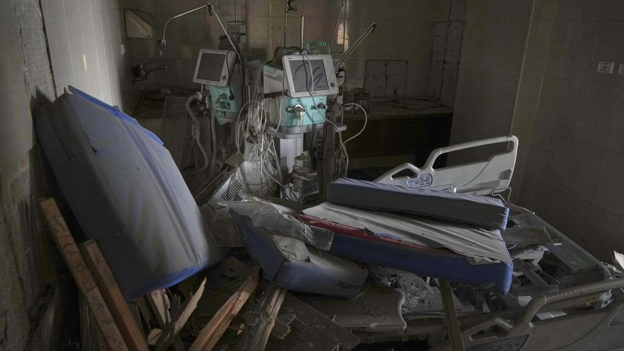 Destroyed room at Nasser Hospital in Khan Younis, Gaza Strip