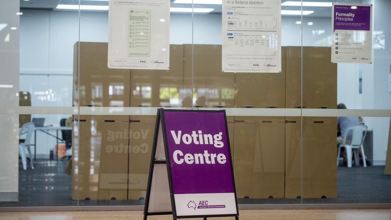 AEC signs at an early voting centre.