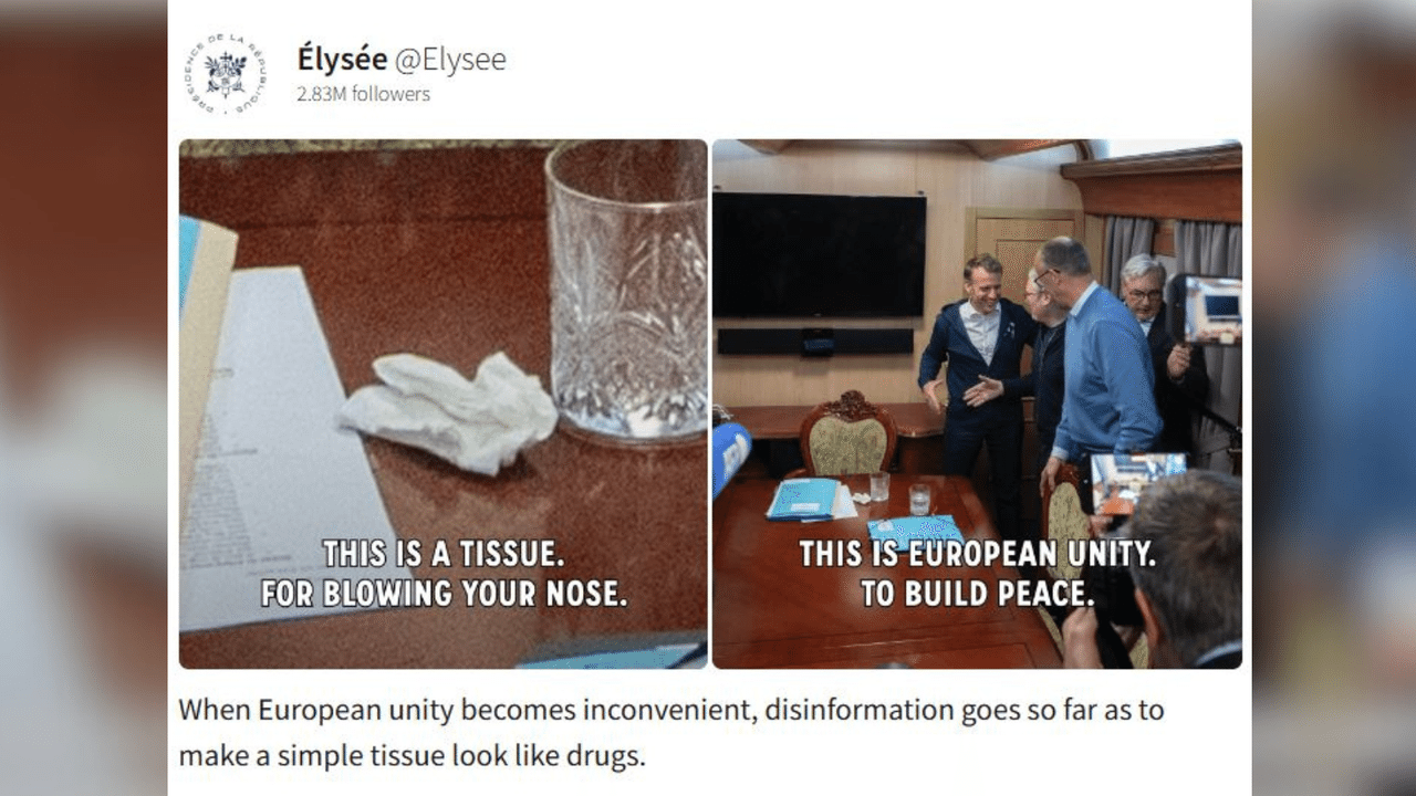 Screenshot of a statement from the account of the French President.