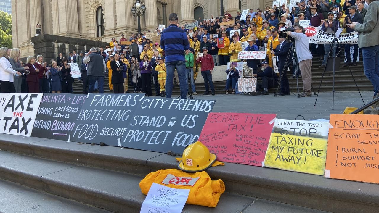 Protesters rally outside Victoria's state parliament (file image)