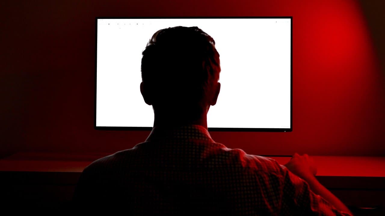 A man looking at a computer screen