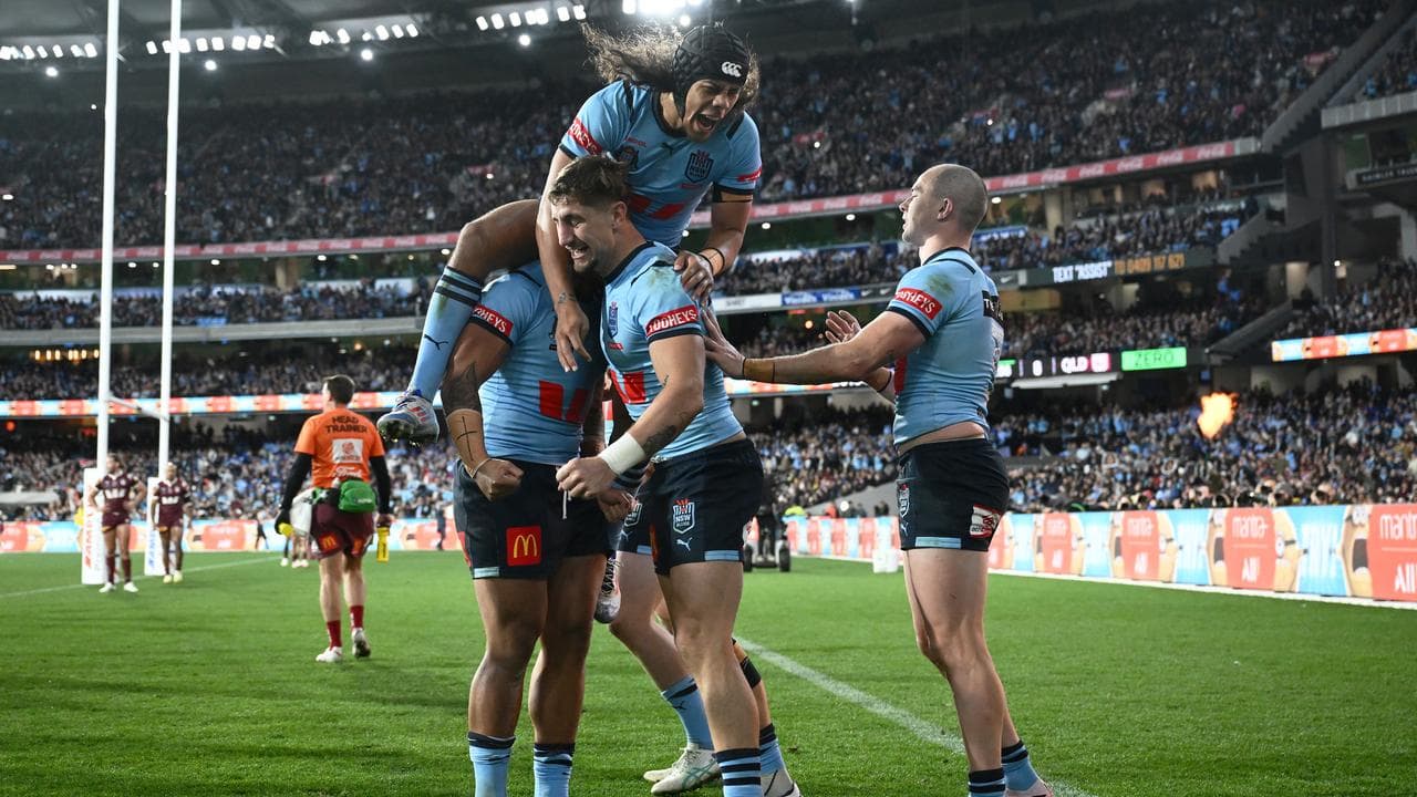 Celebrating NSW players.