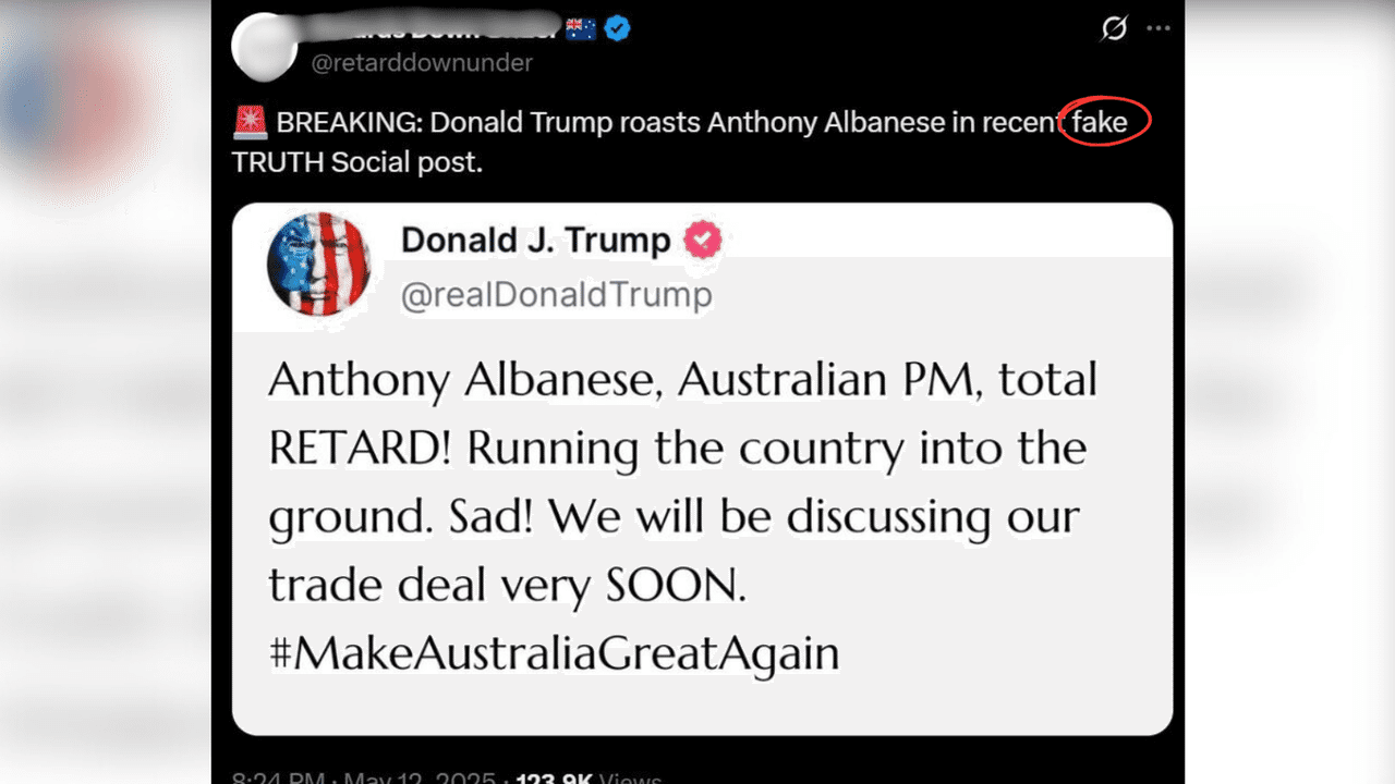 Screenshot of a social media post