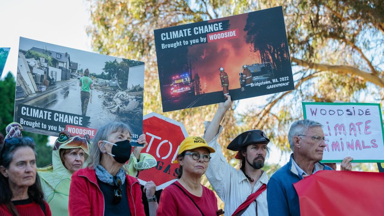 Protesters outside the Woodside AGM (file image)