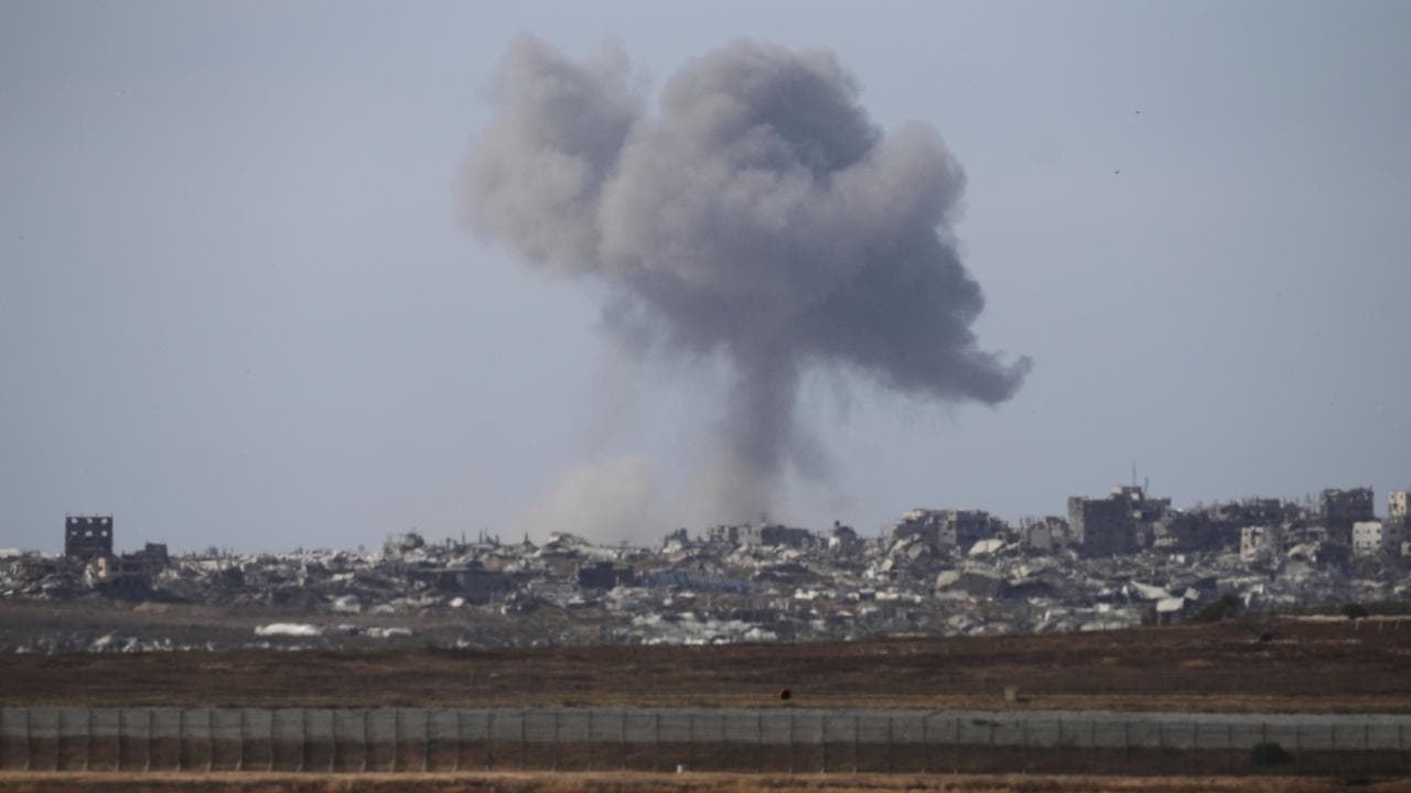 Smoke rises following an Israeli army bombardment in the Gaza Strip