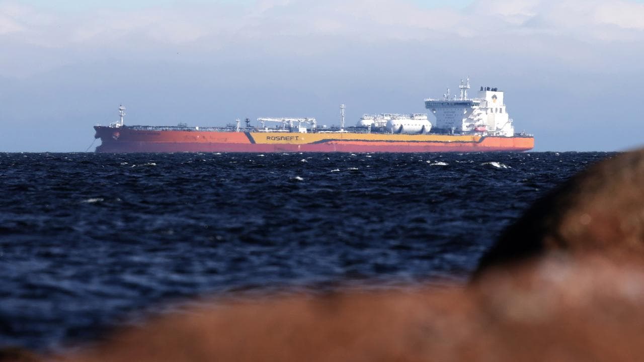 Russian oil tanker in the Leningrad region, Russia